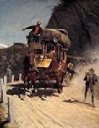 Rudolf Koller Zweispannige Gotthardpost oil painting on canvas